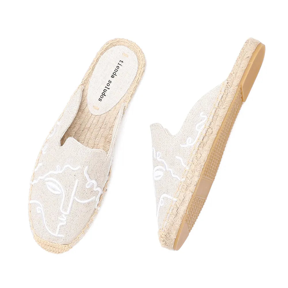 Printed Hemp Espadrille Mules