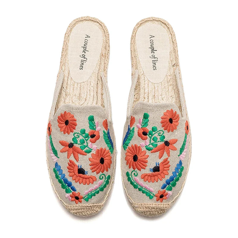 Elegant Embroidered Espadrille Mules