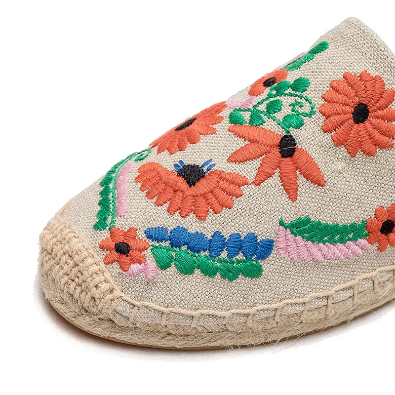 Elegant Embroidered Espadrille Mules