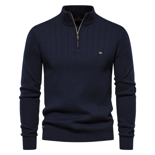 Men’s Stand Collar Sweater – Minimalist Style