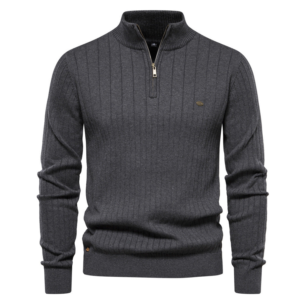 Men’s Stand Collar Sweater – Minimalist Style