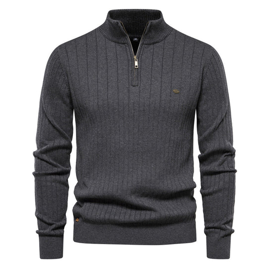 Men’s Stand Collar Sweater – Minimalist Style