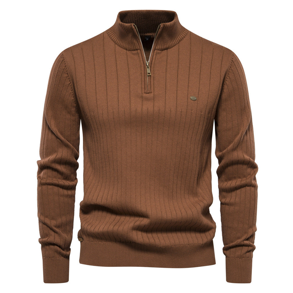 Men’s Stand Collar Sweater – Minimalist Style