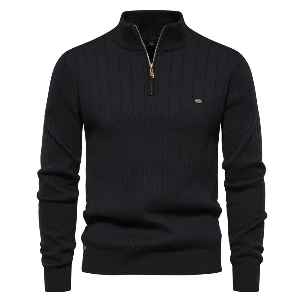 Men’s Stand Collar Sweater – Minimalist Style